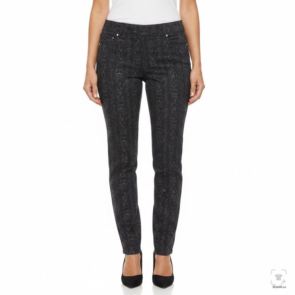 Gloria Vanderbilt Avery Ponte Pants Womens 12 Long NWT Black Snake Print Stretch